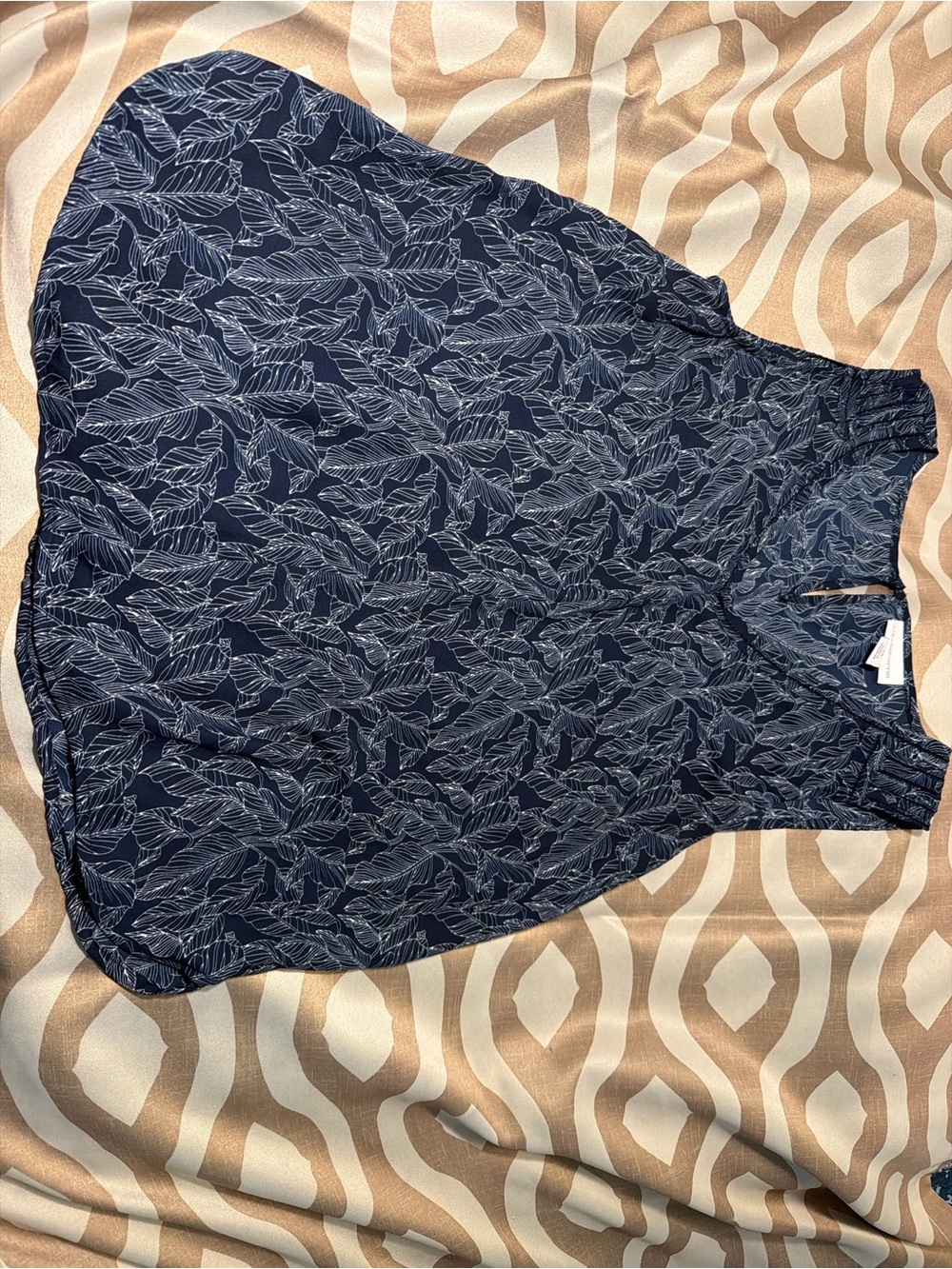 Liz Claiborne Navy Leaf-Print A-Line Skirt